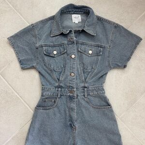 Le Lis Denim Short-sleeve Romper